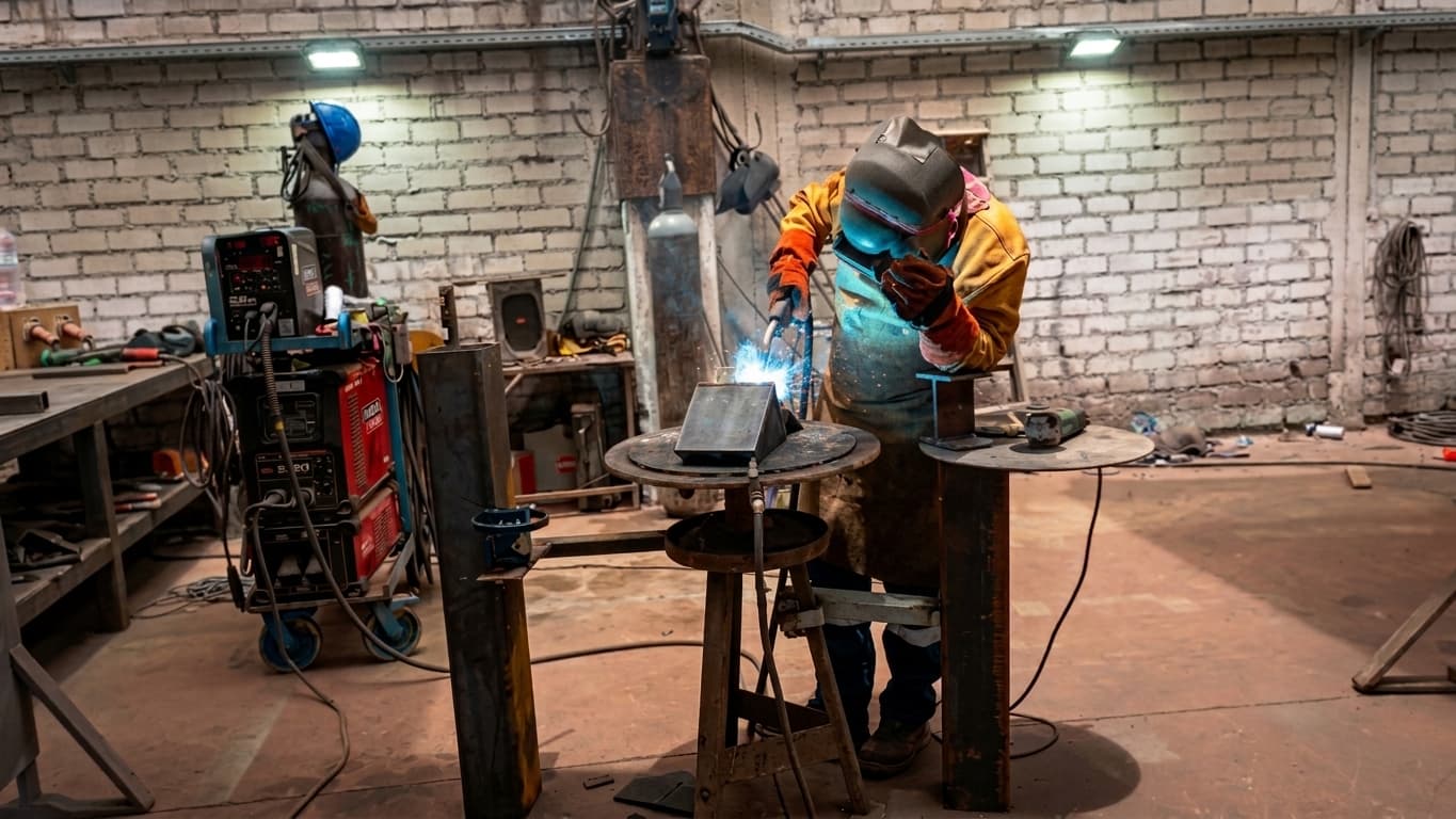 Ingeniero revisando planos de fabricación de estructuras metálicas